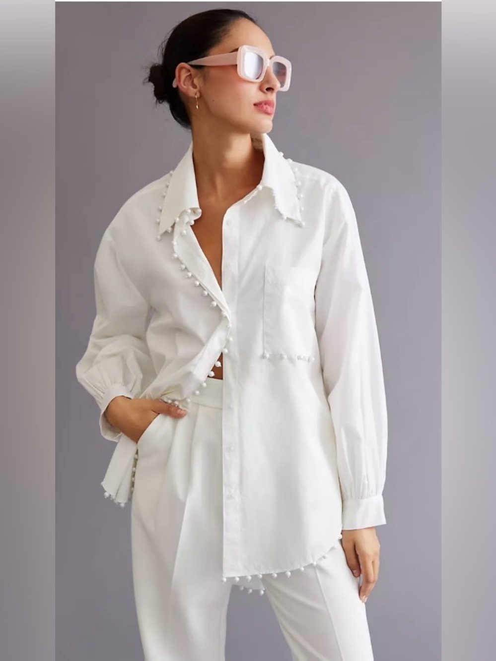 Anthropologie X Mememe Embellished Buttondown Tunic - Picture 2 of 5